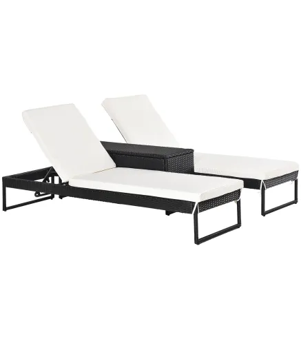 Conjunto 2 Tumbonas y 1 Mesa de Ratán