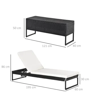 Conjunto 2 Tumbonas y 1 Mesa de Ratán