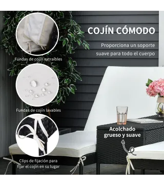 Conjunto 2 Tumbonas y 1 Mesa de Ratán