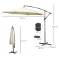 Sombrilla de Jardín Ø300x250 cm Parasol Excéntrico Inclinable con Manivela Base Cruzada y Soporte de Metal 8 Varillas para Terra