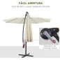 Sombrilla de Jardín Ø300x250 cm Parasol Excéntrico Inclinable con Manivela Base Cruzada y Soporte de Metal 8 Varillas para Terra