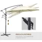 Sombrilla de Jardín Ø300x250 cm Parasol Excéntrico Inclinable con Manivela Base Cruzada y Soporte de Metal 8 Varillas para Terra