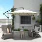Sombrilla de Jardín Ø300x250 cm Parasol Excéntrico Inclinable con Manivela Base Cruzada y Soporte de Metal 8 Varillas para Terra