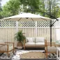 Sombrilla de Jardín Ø300x250 cm Parasol Excéntrico Inclinable con Manivela Base Cruzada y Soporte de Metal 8 Varillas para Terra