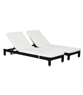 Set de 2 Tumbonas de Ratán