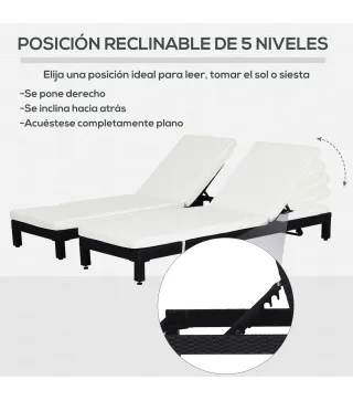 Set de 2 Tumbonas de Ratán