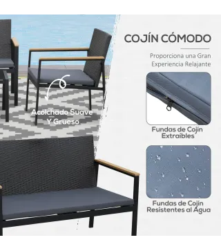 Conjunto 4 Piezas Muebles de Ratán