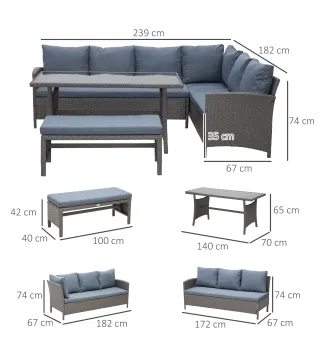 Conjunto 4 Piezas Muebles de Ratán