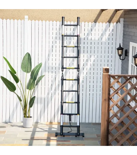 Escalera Telescópica Plagable Multifuncional Estable Marco en A Portátil de 10 Pasos 3 Formas 320x67x7 cm Negro