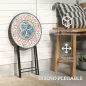 Mesa Auxiliar Redonda de Jardín Plegable con Encimera de Mosaico y Almohadillas Antideslizantes Ø35,5x55 cm Multicolor