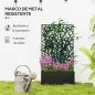 Jardinera Elevada con Panel de Privacidad de Ramas Decorativas de Metal y Opción de Montaje en Pared 61x23x113 cm Negro