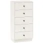 Cómoda de 5 Cajones Estrecha y Alta Mueble Auxiliar para Dormitorio o Pasillo con Tiradores Redondos 47x29x95 cm Beige