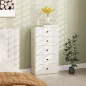 Cómoda de 5 Cajones Estrecha y Alta Mueble Auxiliar para Dormitorio o Pasillo con Tiradores Redondos 47x29x95 cm Beige