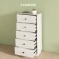 Cómoda de 5 Cajones Estrecha y Alta Mueble Auxiliar para Dormitorio o Pasillo con Tiradores Redondos 47x29x95 cm Beige