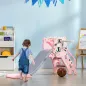 Tobogán para Niños de 18 a 36 Meses con 2 Escaleras 1 Canasta de Baloncesto y Patrón de Tigre 133x60x70 cm Rosa y Gris