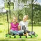 Columpio Infantil Redondo de 100 cm para Jardín con Altura Ajustable y Soporte de 150 kg Ø100x180 cm Negro y Verde