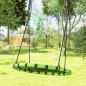 Columpio Infantil Redondo de 100 cm para Jardín con Altura Ajustable y Soporte de 150 kg Ø100x180 cm Negro y Verde