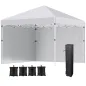 Carpa Plegable Pop-up 3x3 m con 2 Paredes Laterales Anti-UV Altura Ajustable Sacos de Arena y Bolsa de Transporte Blanco