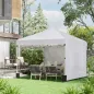 Carpa Plegable Pop-up 3x3 m con 2 Paredes Laterales Anti-UV Altura Ajustable Sacos de Arena y Bolsa de Transporte Blanco
