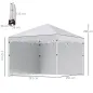 Carpa Plegable Pop-up 3x3 m con 2 Paredes Laterales Anti-UV Altura Ajustable Sacos de Arena y Bolsa de Transporte Blanco