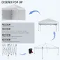 Carpa Plegable Pop-up 3x3 m con 2 Paredes Laterales Anti-UV Altura Ajustable Sacos de Arena y Bolsa de Transporte Blanco