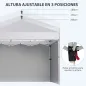Carpa Plegable Pop-up 3x3 m con 2 Paredes Laterales Anti-UV Altura Ajustable Sacos de Arena y Bolsa de Transporte Blanco