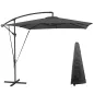 Parasol Excéntrico 247x247 cm con Base Cruzada Manivela Funda Protectora y Toldo Giratorio 360° Gris Oscuro