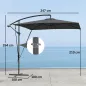 Parasol Excéntrico 247x247 cm con Base Cruzada Manivela Funda Protectora y Toldo Giratorio 360° Gris Oscuro