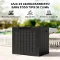 Baúl de Almacenaje Exterior de Polipropileno Impermeable con Asas y Soporte para Candado 56x41x50 cm Negro