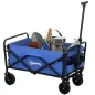 Carro de Jardín Plegable con Ruedas Asa Telescópica Ajustable Carga 100 kg para Campaña Compra 64x42x27 cm Azul
