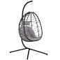 Silla Colgante Huevo con Soporte con Cesta Plegable Cojín y Reposacabezas para Interior y Exterior Carga 120 kg Gris Silla Colgante Huevo con Soporte con Cesta Plegable Cojín y Reposacabezas para Interior y Exterior Carga 120 kg Gris