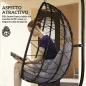 Silla Colgante Huevo con Soporte con Cesta Plegable Cojín y Reposacabezas para Interior y Exterior Carga 120 kg Gris