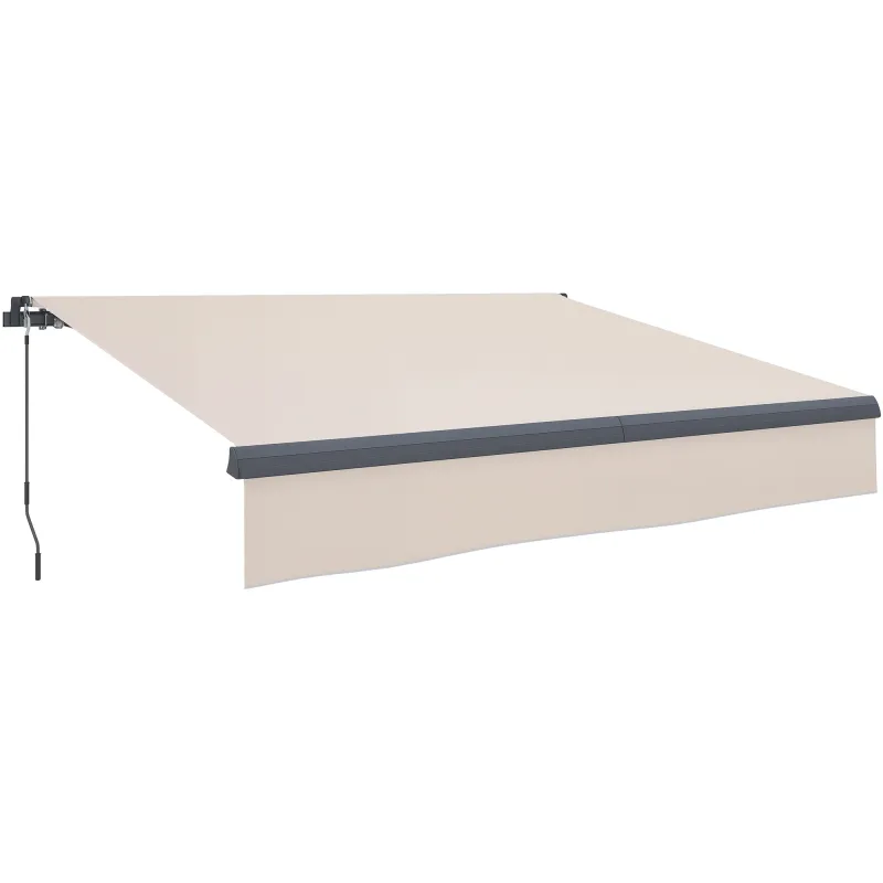 Toldo Manual Retráctil para Jardín con Manivela Protección UV Estructura de Metal y Aluminio 295x200 cm Crema