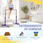 Barra de Gimnasia para Niños +3 Años Barra de Entrenamiento Altura Ajustable 92-150 cm Carga 75 kg 194x121x150cm Violeta