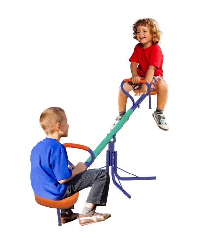 Balancín para Niños Giratorio 360° con Barra con Longitud Ajustable Poste Amortiguador y Base de Acero Multicolor