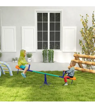 Balancín para Niños Giratorio 360° con Barra con Longitud Ajustable Poste Amortiguador y Base de Acero Multicolor