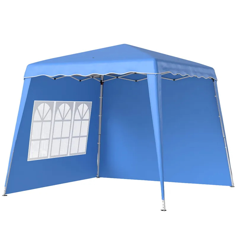 Carpa Plegable Pop-up 2,89x2,89m Cenador Pabellón de Jardín con Paredes Laterales Altura Ajustable Protección UV50+ Azul