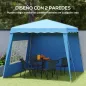 Carpa Plegable Pop-up 2,89x2,89m Cenador Pabellón de Jardín con Paredes Laterales Altura Ajustable Protección UV50+ Azul