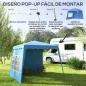 Carpa Plegable Pop-up 2,89x2,89m Cenador Pabellón de Jardín con Paredes Laterales Altura Ajustable Protección UV50+ Azul