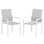 Juego de 2 Sillas de Jardín Exterior Apilables con Tela Transpirable Reposabrazos y Respaldo 56x58x89 cm Gris Claro
