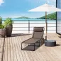Tumbona Plegable con Respaldo Ajustable Reposacabezas Acolchado y Estructura de Acero para Exterior 189x58x30 cm Marrón