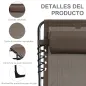 Tumbona Plegable con Respaldo Ajustable Reposacabezas Acolchado y Estructura de Acero para Exterior 189x58x30 cm Marrón