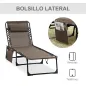 Tumbona Plegable con Respaldo Ajustable Reposacabezas Acolchado y Estructura de Acero para Exterior 189x58x30 cm Marrón