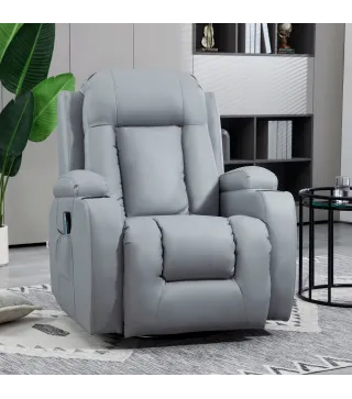 Sillón de Masaje Reclinable con 8 Puntos de Masaje Función de Calefacción Giratorio Mando a Distancia 85x94x104 cm Gris