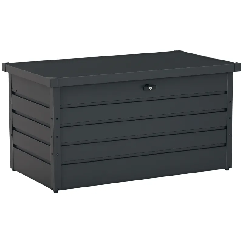 Arcón Exterior Capacidad 311L Baúl de Almacenaje de Acero con Cerradura Llave Pistones Neumáticos 120x62x62 cm Gris