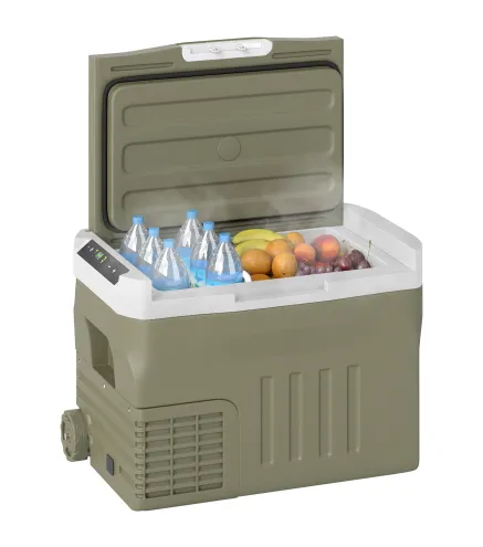 Nevera Portátil Eléctrica 30L Refrigerador de Coche 12V/24V -20℃ a +20 ℃ con Pantalla LED Táctil 61x39x41,5 cm Verde