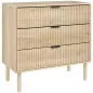Cómoda de Dormitorio Estilo Nórdico con Cajones Amplios Paneles Acanalados y Tiradores Metálicos 80x40x77,5 cm Roble