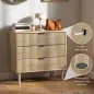 Cómoda de Dormitorio Estilo Nórdico con Cajones Amplios Paneles Acanalados y Tiradores Metálicos 80x40x77,5 cm Roble