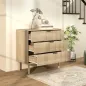Cómoda de Dormitorio Estilo Nórdico con Cajones Amplios Paneles Acanalados y Tiradores Metálicos 80x40x77,5 cm Roble
