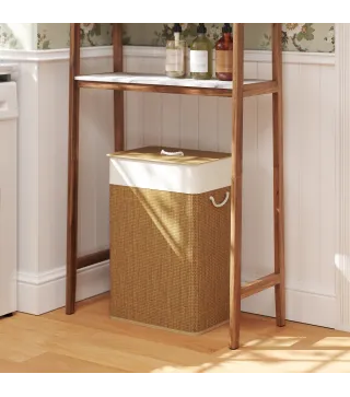 Cesto de Ropa Sucia con Tapa 72L Bolsa Interior Extraíble y Asas para Lavandería Dormitorio 40x30x60 cm Marrón